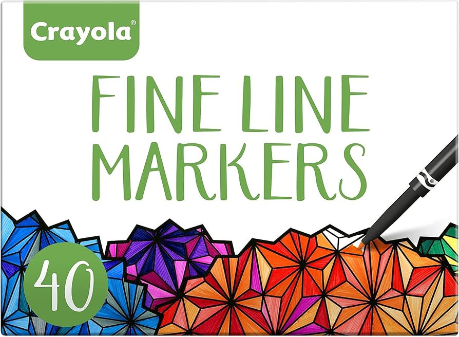 Crayola Fine Line Markers for Adults (40ct), Skinny Marker Set for Adult Coloring Books, Stocking... | Amazon (US)