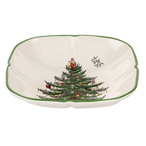 Spode Christmas Tree Sculpted Square Dish - 5.5" Festive Serving Bowl for Holiday Appetizers, Desserts & Seasonal Snacks, Winter Table Décor - Fine Porcelain - Christmas Tableware | Amazon (US)