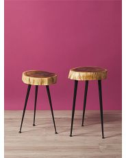 2pk Live Edge Wood Side Tables With Metal Legs | HomeGoods