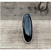 Edgy Long Oval Black Onyx Sterling Silver Statement Ring With A Hammered Band | Etsy (US)