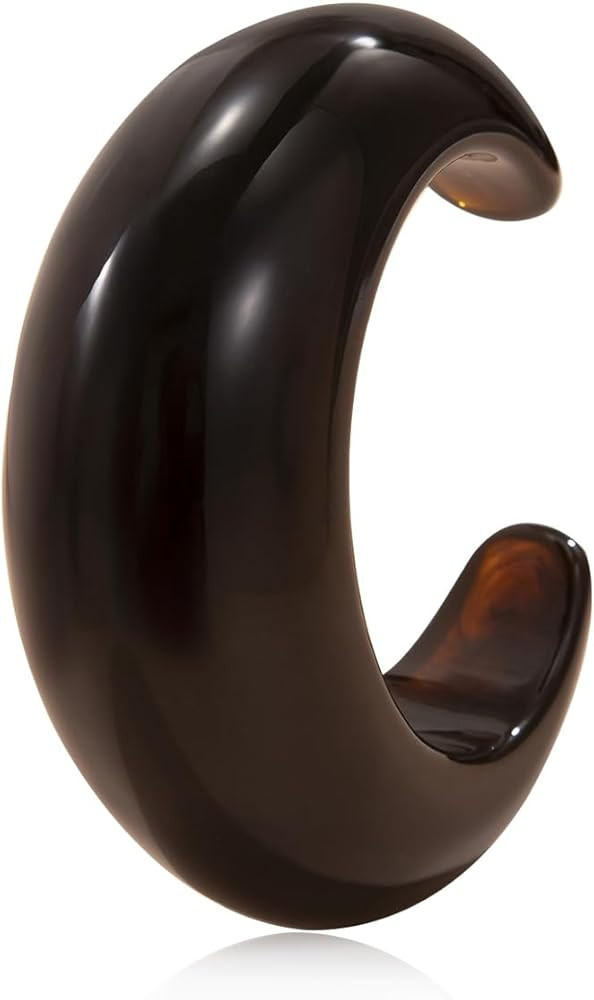 Colorful Acrylic Resin Open Bracelet Simple Geometric Chunky Thick Thin Wide Cuff Bangle C Shaped... | Amazon (US)