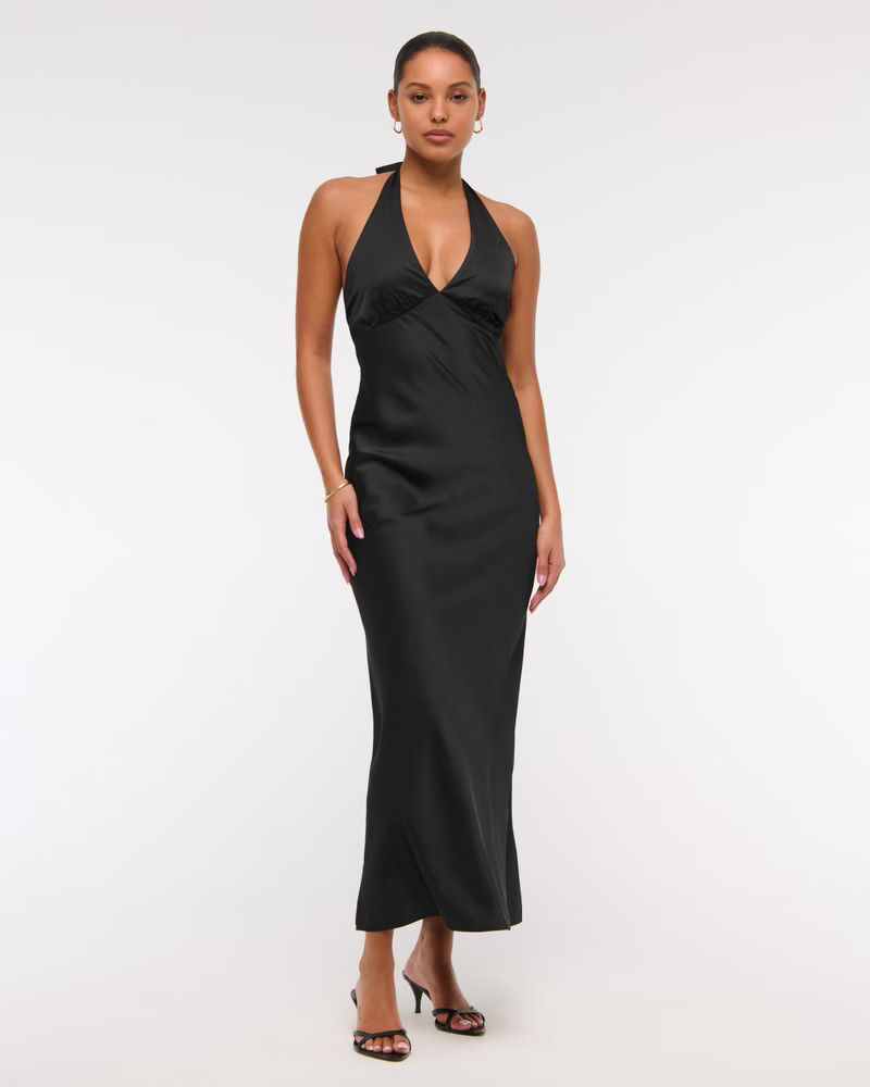 The A&F Julia Slip Halter Maxi Dress | Abercrombie & Fitch (US)