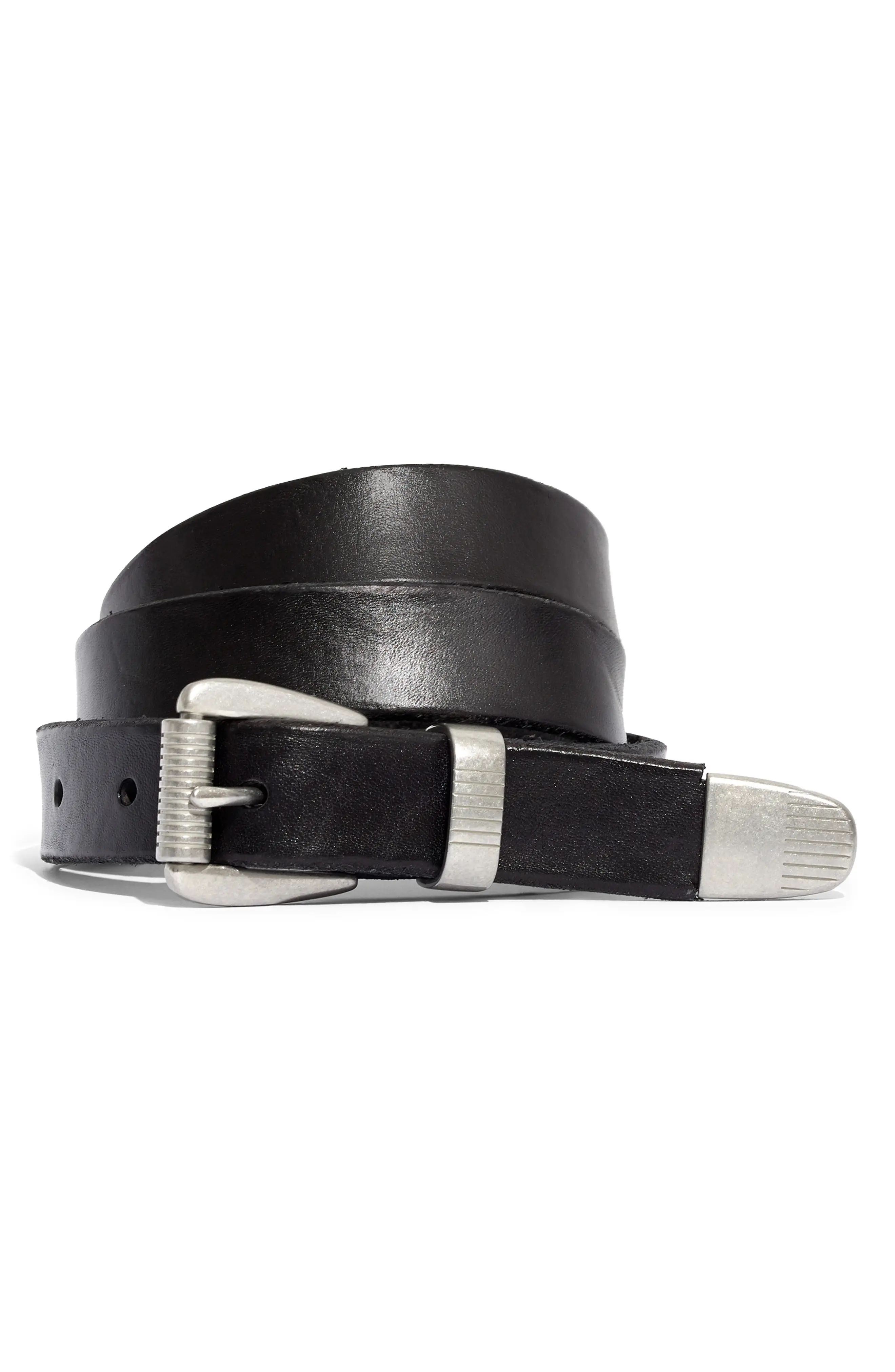 Women's Madewell Leather Three-Piece Belt, Size Small - True Black | Nordstrom