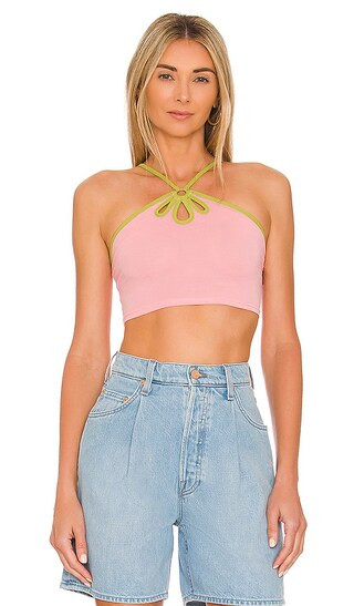 Skye Cut Out Top in Green & Pink | Revolve Clothing (Global)