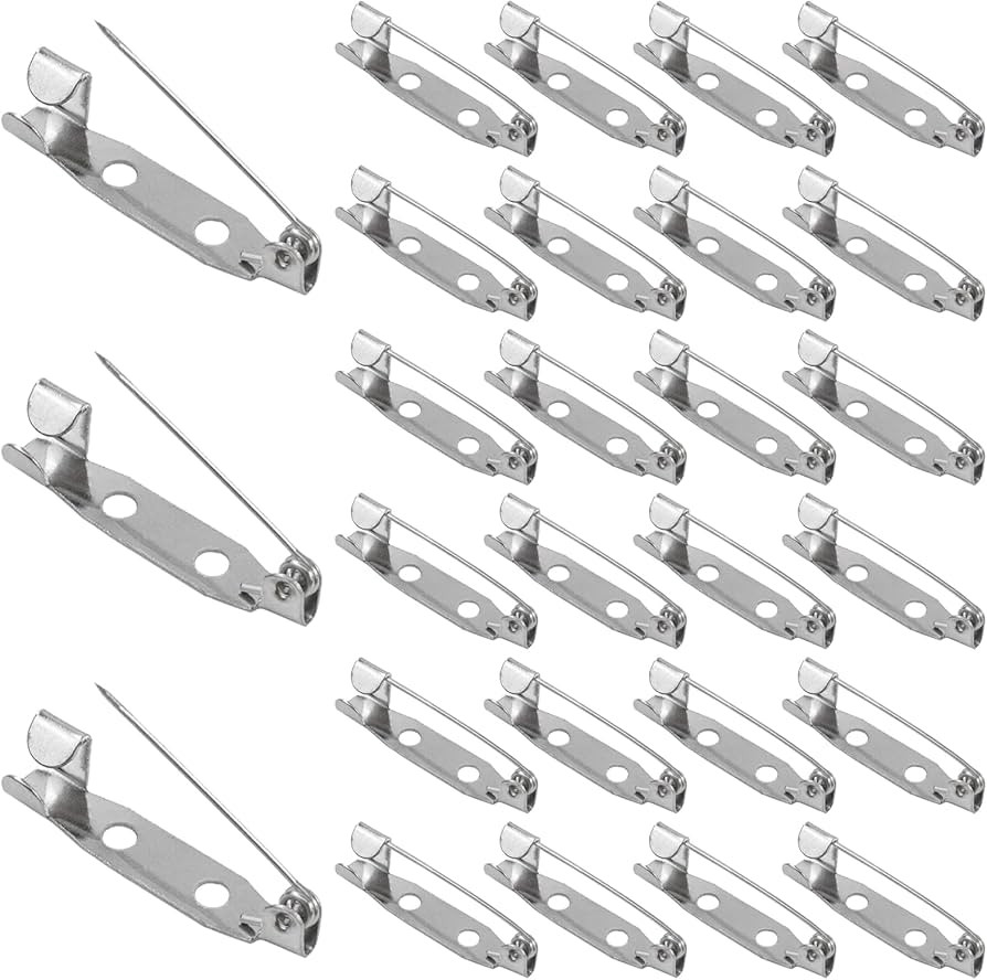 50PCS Silver Brooch Pins, 25mm Classic Style, Metal with Secure Back Clasp | Amazon (UK)