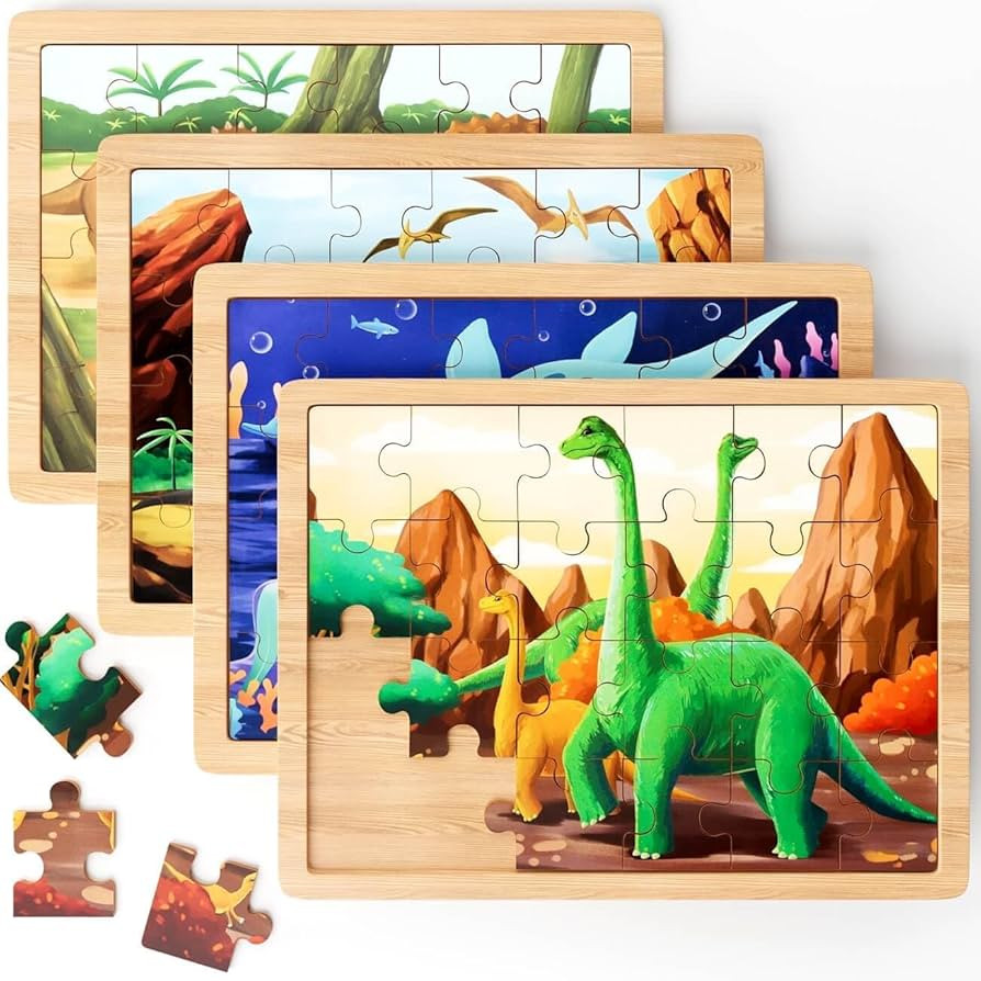 SYHLN Wooden Dinosaur Puzzles for Kids Ages 3-5 4-8,24 Piece Toddler Jigsaw Puzzles Toys for 2-4 ... | Amazon (US)