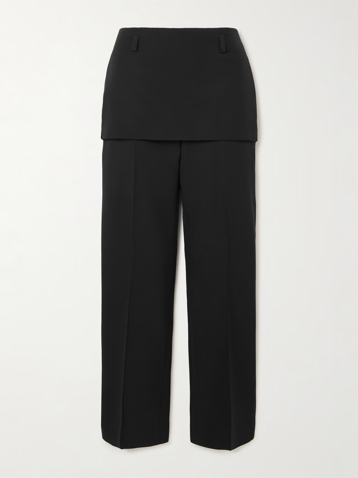 TOTEME - Layered Wool-twill Straight-leg Pants - Black | NET-A-PORTER (US)