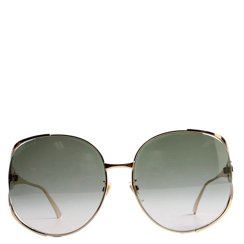 GG0225S Oversized Round Sunglasses Gold/Black | Keeks Designer Handbags