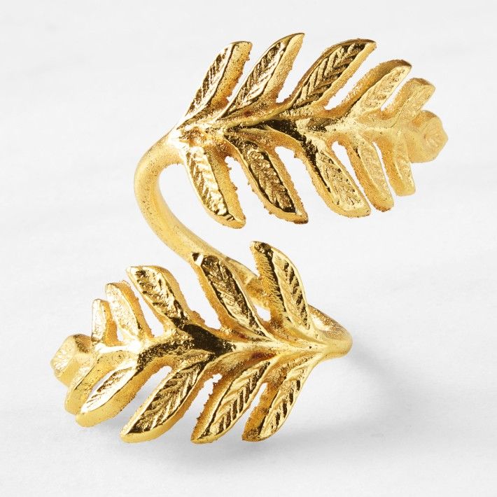 Gold Leaf Napkin Rings, Set of 4 | Williams-Sonoma