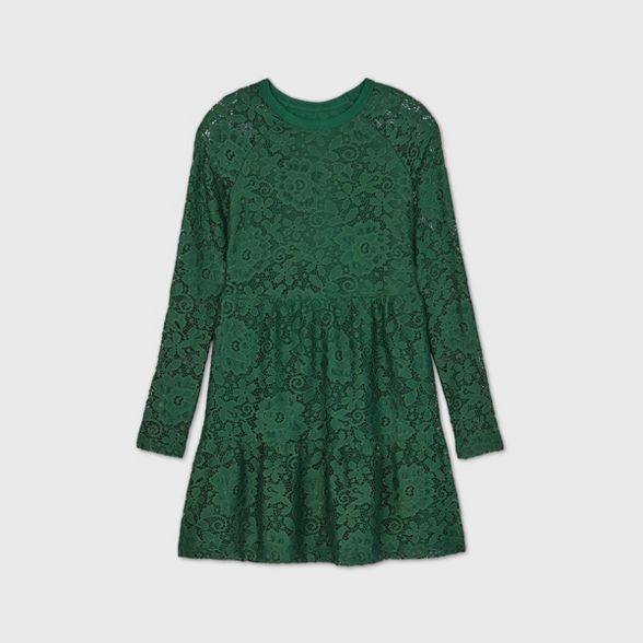 Girls' Lace Tiered Long Sleeve Dress - art class™ | Target