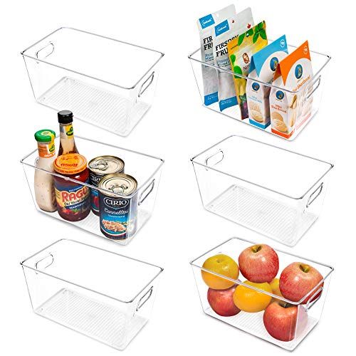 HOOJO Refrigerator Organizer Bins - 4pcs Clear Plastic Bins For Fridge, Freezer, Kitchen Cabinet, Pa | Amazon (US)