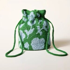 KATE SPADE NWT classic rose beaded bucket bag purse -green/blue | Poshmark