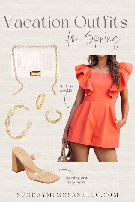 Vacation outfits, ruffle romper, vacation outfit, beach vacation, resort dinner, cut out romper, spring break outfit, elevated beach look, beach style, island vacation, resort outfit, bright colored romper, date night look, date night, date night style, fancy date night outfit, date night outfit ideas, summer date night outfit, spring break style #vacationoutfit #vacationoutfits #beachvacation #resortwear #warmweather #datenight #elevatedstyle #vacationaccessories

#LTKU #LTKSeasonal #LTKFind
