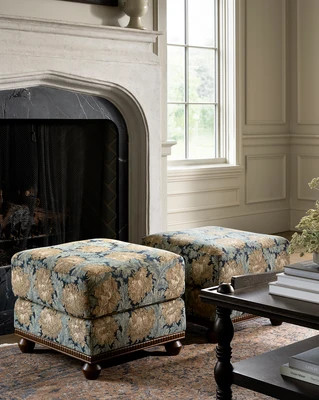 Catherine Ottoman Indigo Tapestry Floral | McGee & Co. (US)