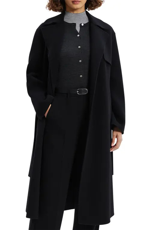 Theory Wool Blend Trench Coat in Black at Nordstrom, Size X-Large | Nordstrom