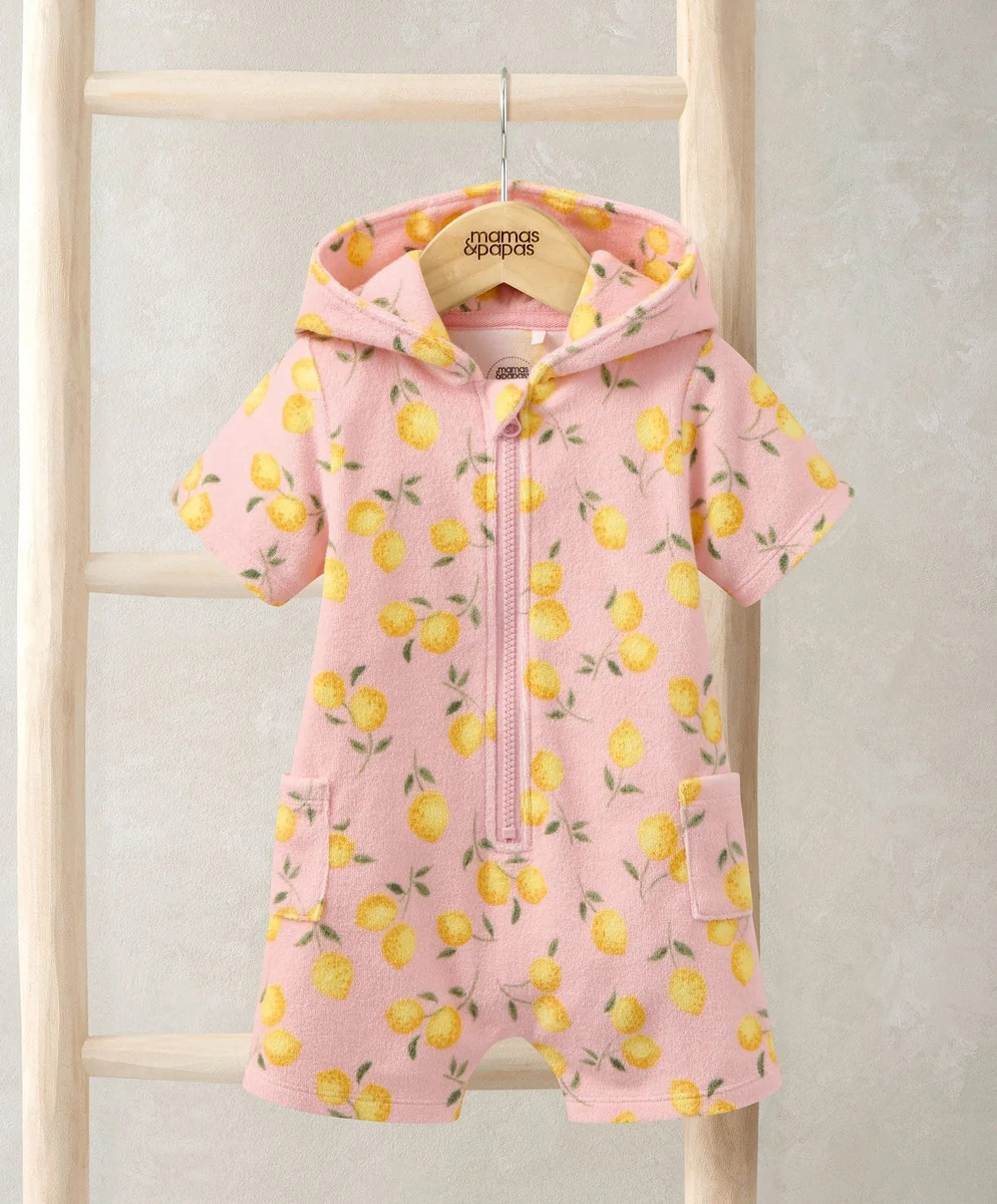 Lemon Print Towel Romper | Mamas & Papas