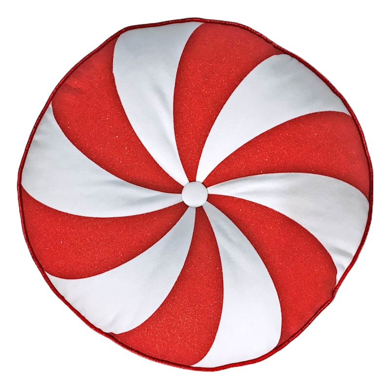 Round Peppermint Swirled Throw Pillow, 16" | At Home