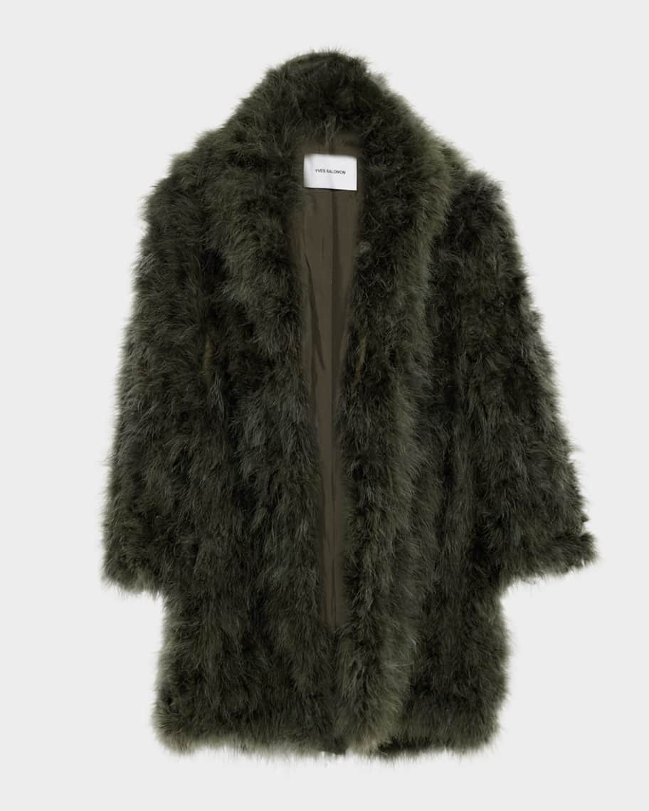Yves Salomon Feather Shawl-Collar Coat | Neiman Marcus
