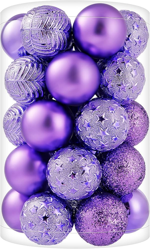 34ct Light Purple Mini Christmas Ball Ornaments Shatterproof Plastic Christmas Tree Decorations f... | Amazon (US)