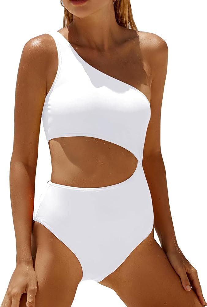 Yonique Women's One Piece Bathing Suit One Shoulder Swimsuit Cutout Swimwear Monokini | Amazon (US)