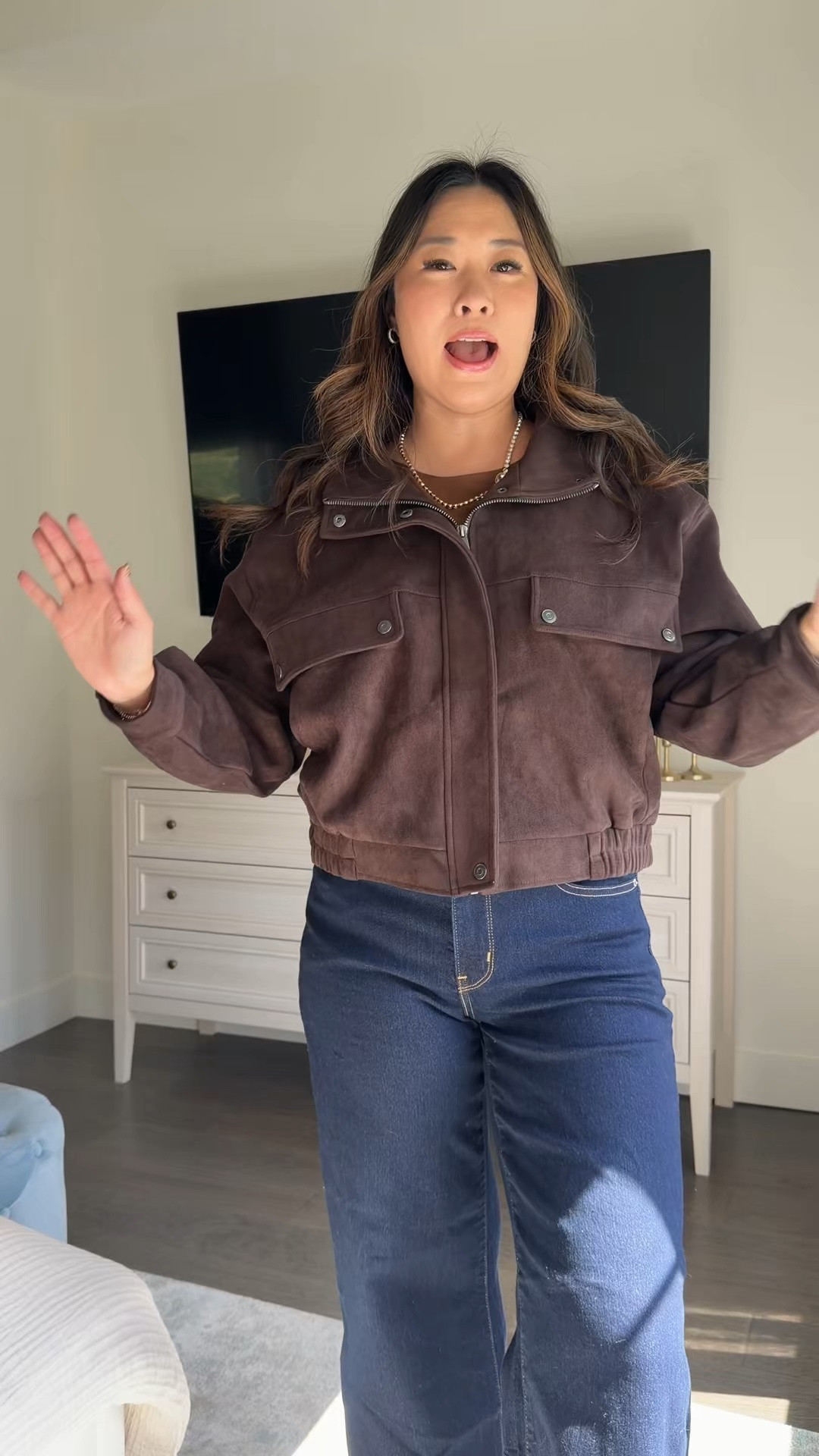 Macy’s suede jacket: Small