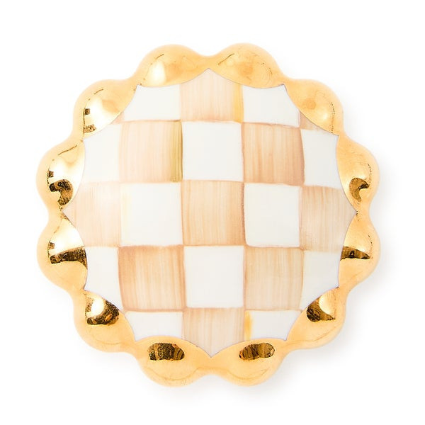 MacKenzie-Childs Mocha Check Round Knob | MacKenzie-Childs