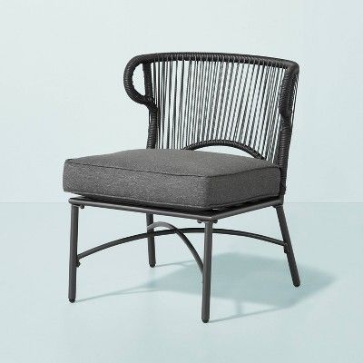 Wicker Weave Outdoor Cushioned Accent Chair - Dark Gray - Hearth &#38; Hand&#8482; with Magnolia | Target