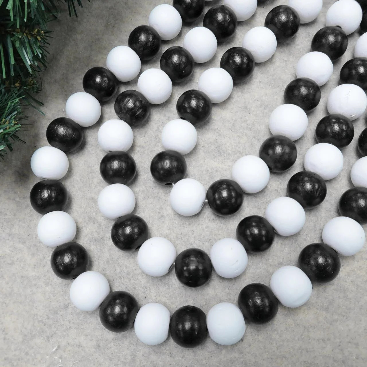 Holiday Time 14mm Black and White Wood Bead Christmas Decorative Garland, 12 Feet | Walmart (US)