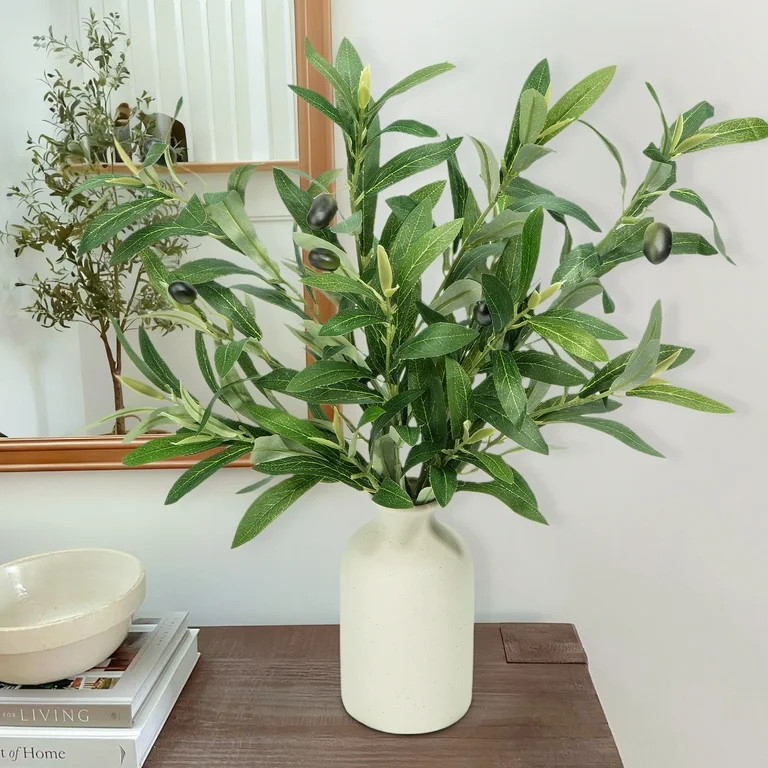 Scidweet Olive Artificial Faux Plants in Vases, 3pcs 20" Fake Olive Plants Greenery Branches with... | Walmart (US)