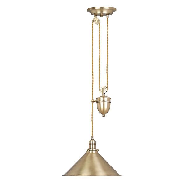 Provence Aged Brass 12-Inch One-Light Adjustable Height Pendant - (Open Box) | Bellacor