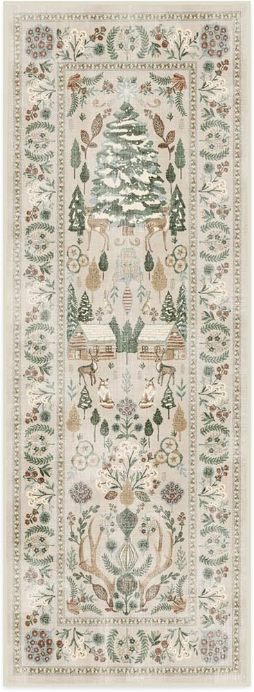 RUGGABLE Washable 2x7 Runner Rug, Neutral, Premium Christmas Rugs for Hallway, Kitchen, Entryway,... | Amazon (US)