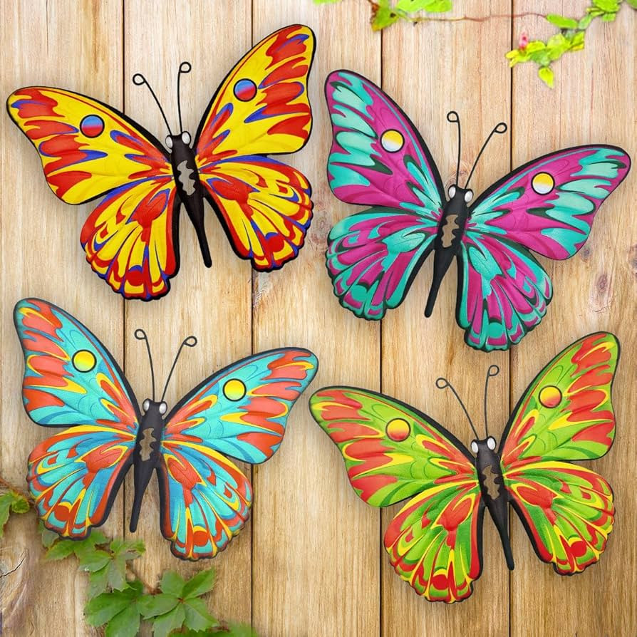 Daogtc Metal Butterfly Wall Decor - 9.6" Outdoor Fence Wall Art Decor, Hanging Decorations for Ga... | Amazon (US)