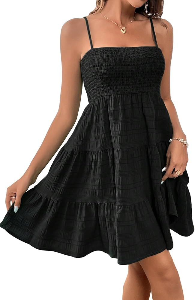 SOLY HUX Women's Summer Smock Cami Mini Dress Sleeveless Swing A Line Short Dresses Graduation Dr... | Amazon (US)