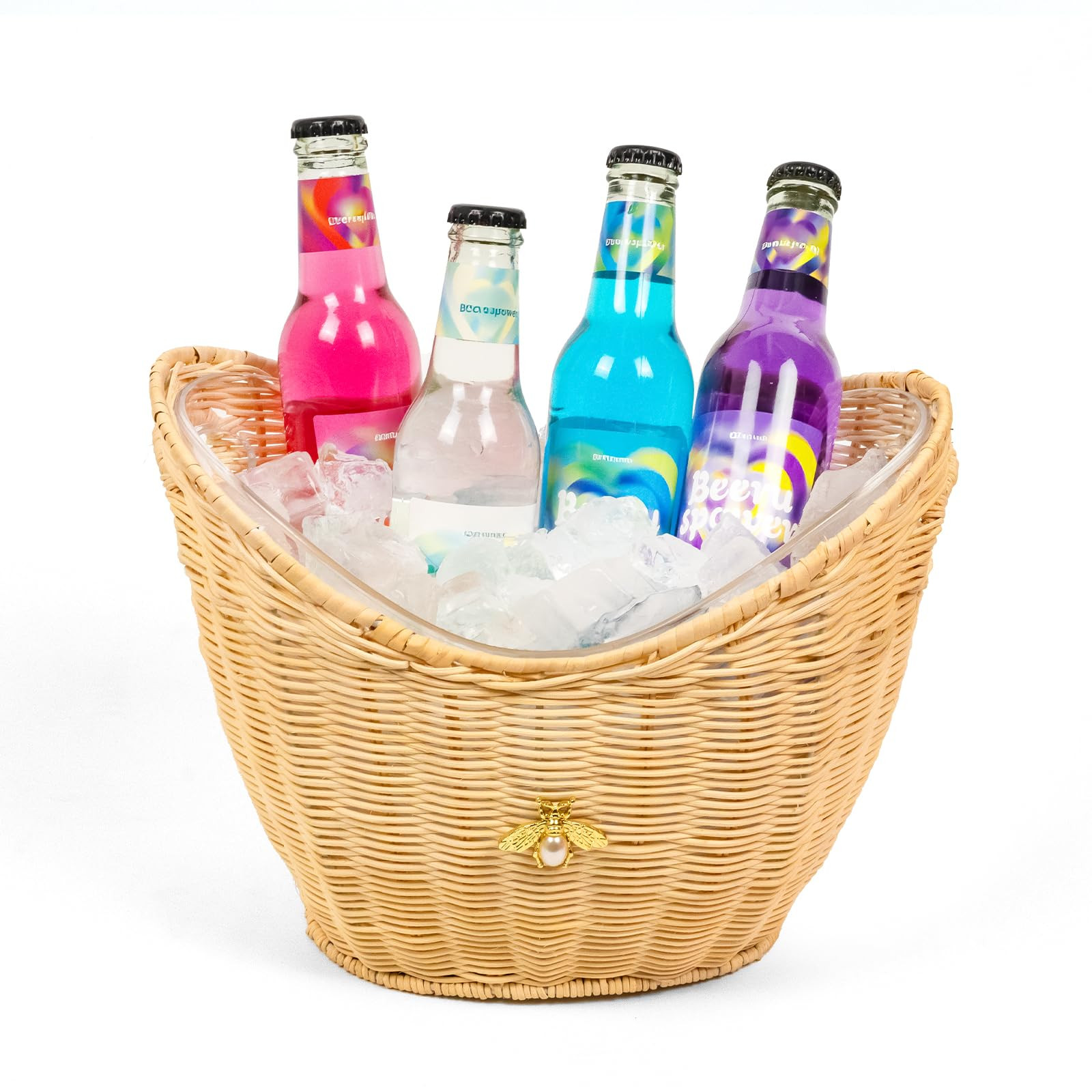 Lexenic Ice Bucket with Handle Hole, Woven and Acrylic Double Layer Basket Design, 4L Champagne W... | Amazon (US)