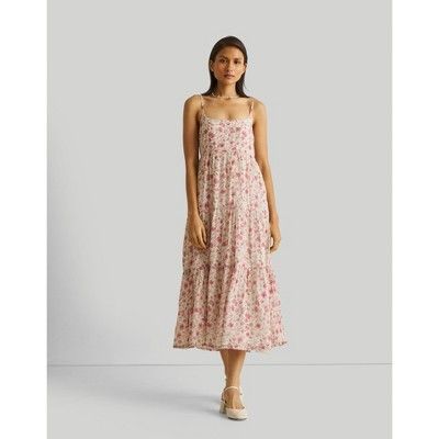 Reistor Women's Strappy Tiered Maxi Dress Pink Florals XX Large | Target