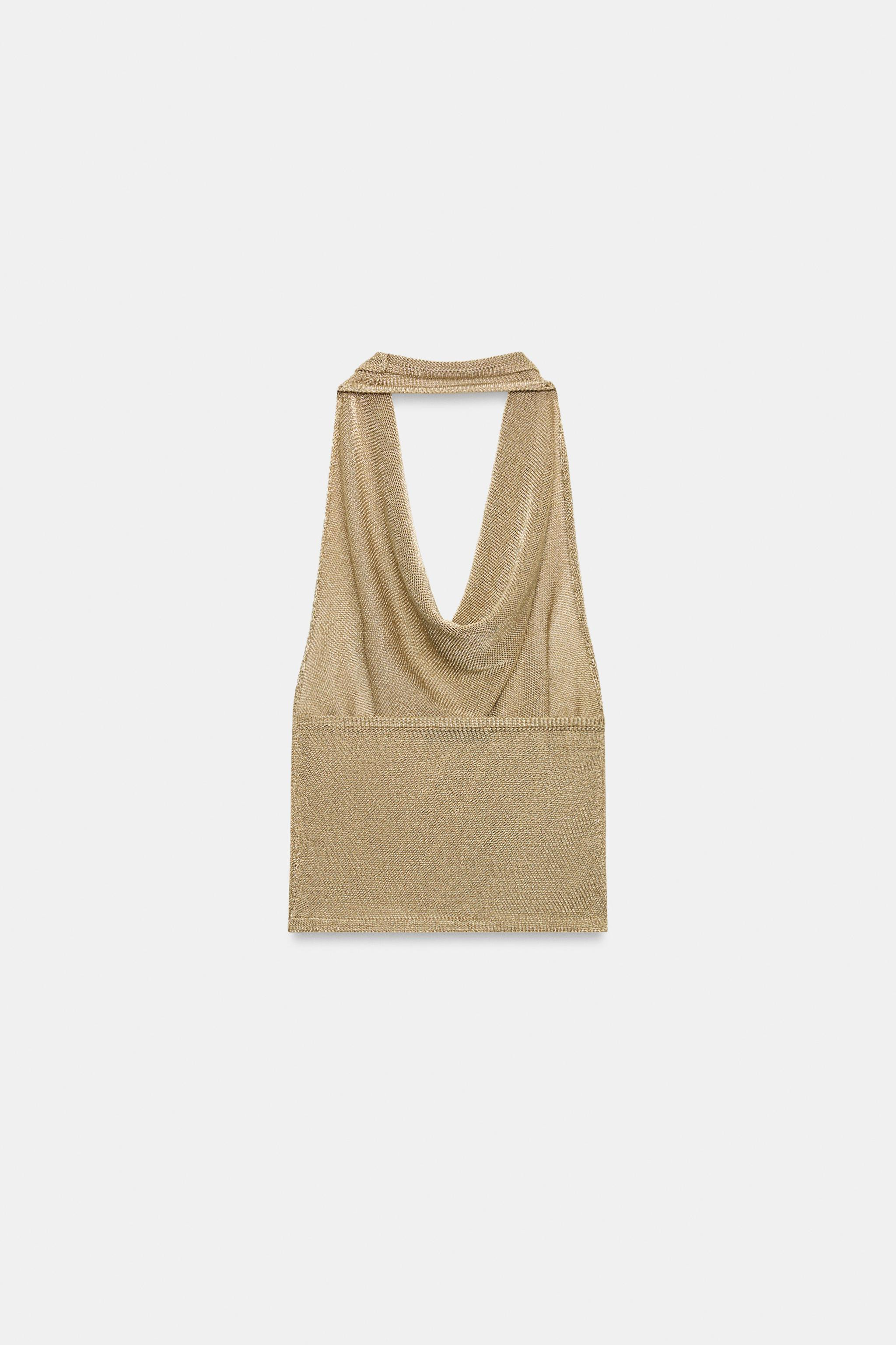 METALLIC THREAD HALTER KNIT TOP | Zara US