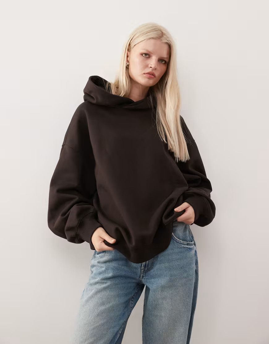 Weekday oversized heavy hoodie in dark brown | ASOS (Global)