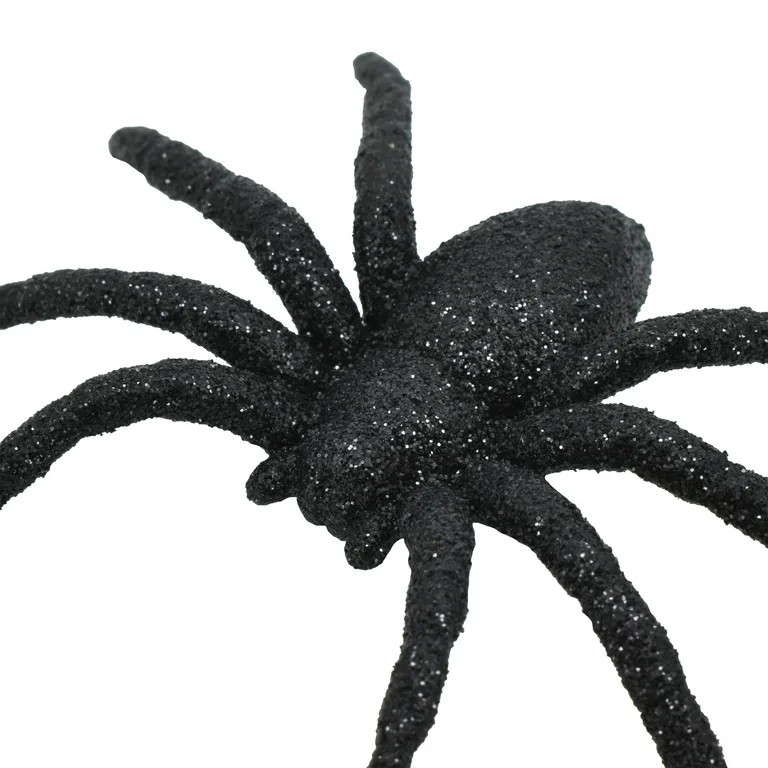 Halloween 8 Piece Plastic Spider, Black Glitter, 2.125" H, 0.01 oz, Outdoor Decor, by Way to Cele... | Walmart (US)
