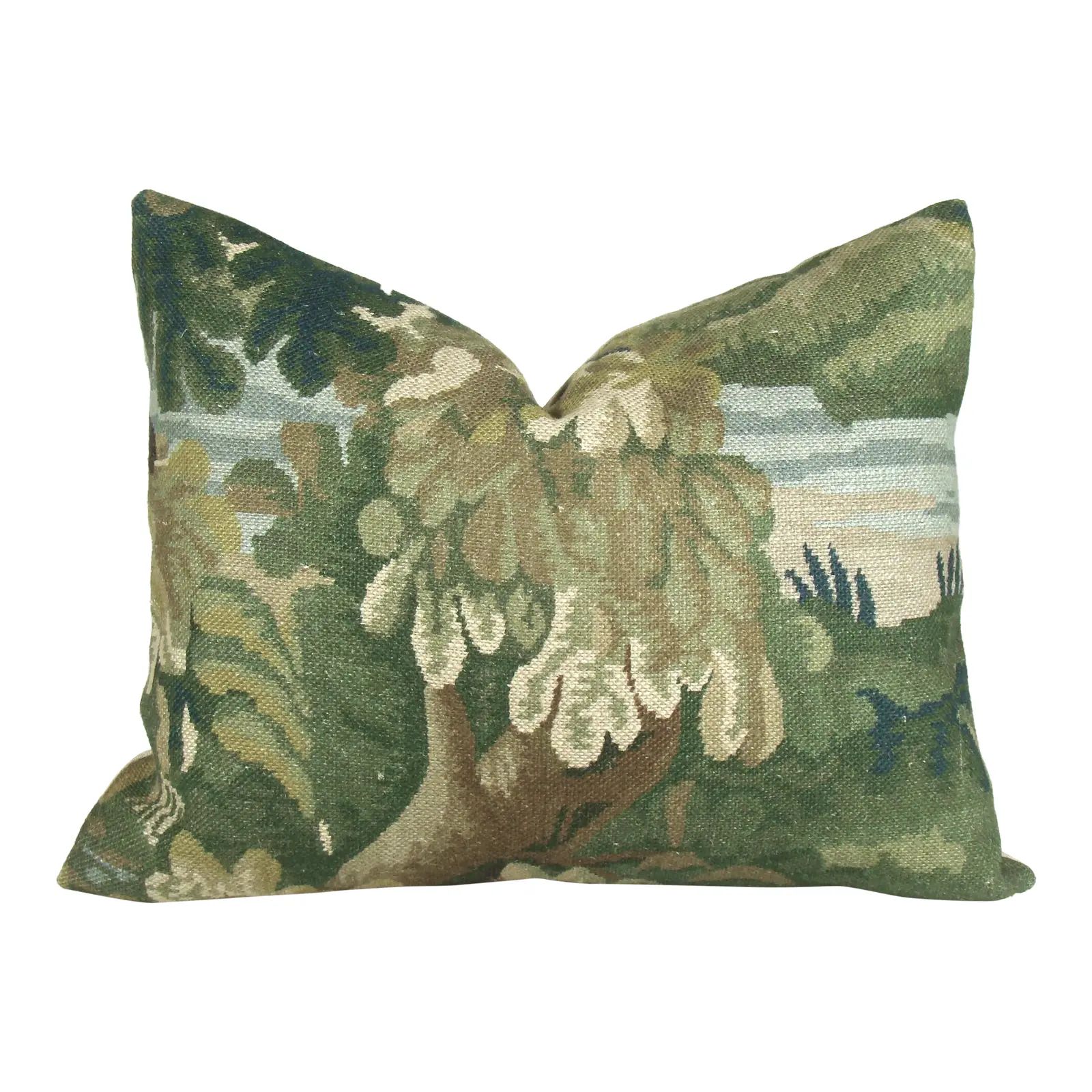 Verdure Print Linen Large Lumbar Pillow Cover | Chairish