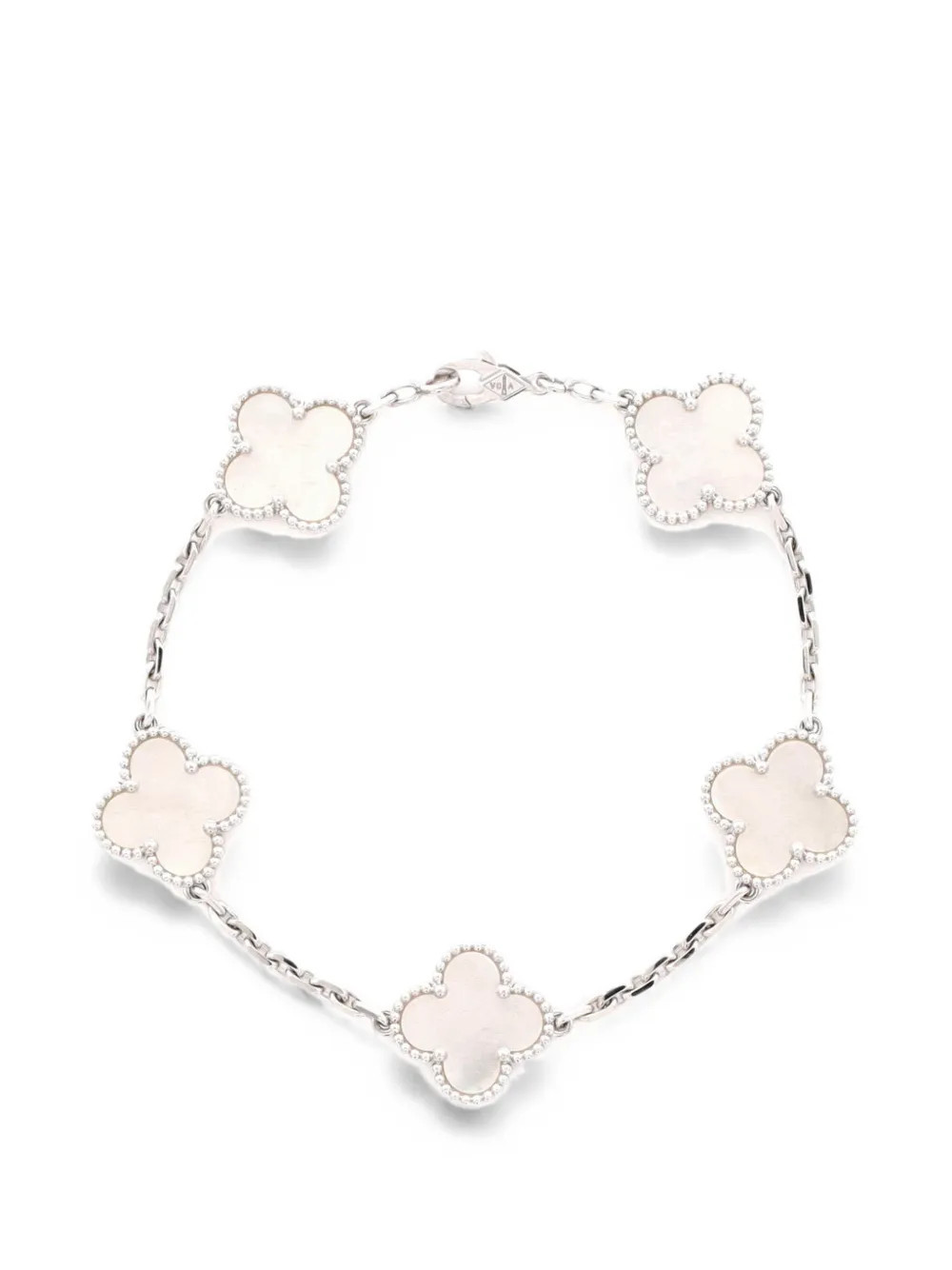 Van Cleef & Arpels Pre-Owned Vintage Alhambra 5 Motifs 18K White Gold and Mother of Pearl bracelet - Silver | Farfetch Global
