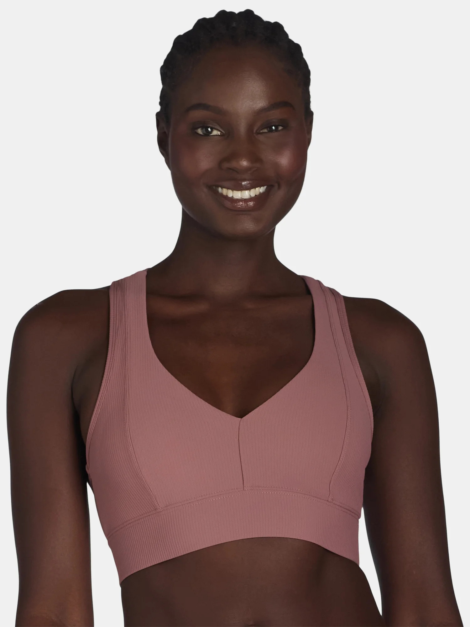 Avia V-Neck Rib Sports Bra for Women, Medium-Impact, S-3XL | Walmart (US)