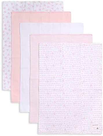 Burt's Bees Baby - Burp Cloths, 100% Organic Cotton Absorbent 5-Pack Drool Cloths (Blossom Pink Vari | Amazon (US)
