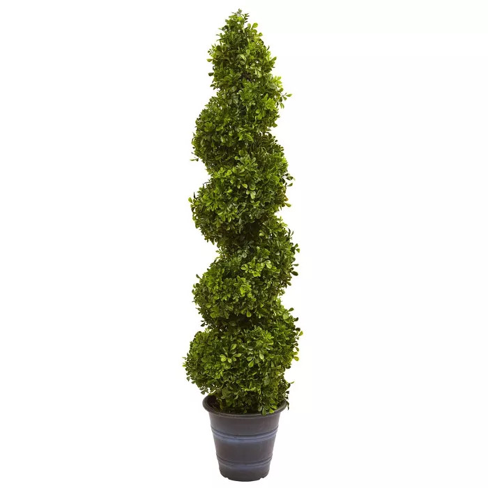 Boxwood Spiral Topiary with Planter - Nearly Natural | Target