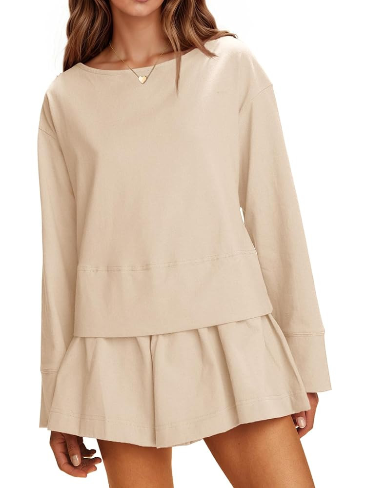 Cicy Bell Womens Long Sleeve Romper Dress Casual Loose Fit Boat Neck One Piece Shorts Jumpsuits F... | Amazon (US)