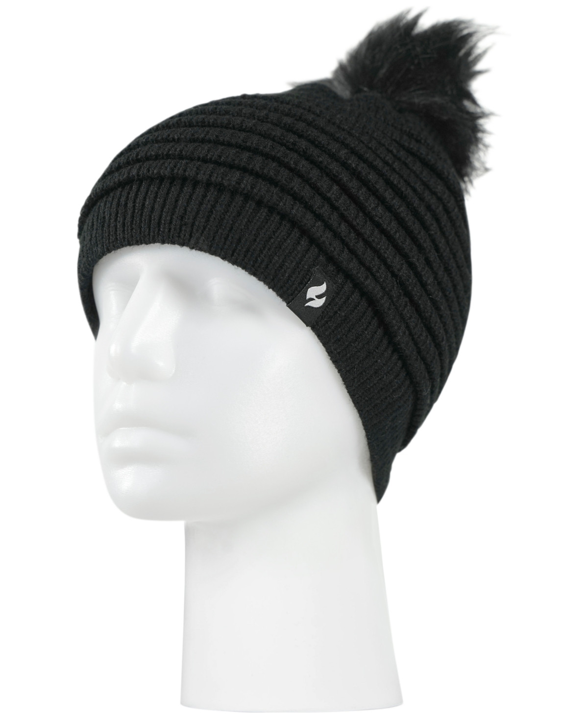 Heat Holders Women's Cannes Ribbed Pom-Pom Hat - Black | Macy's