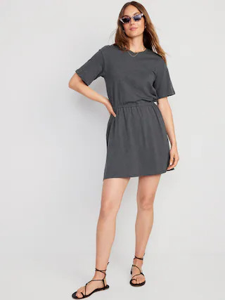 Waist-Defined Slub-Knit Mini Dress for Women | Old Navy (US)