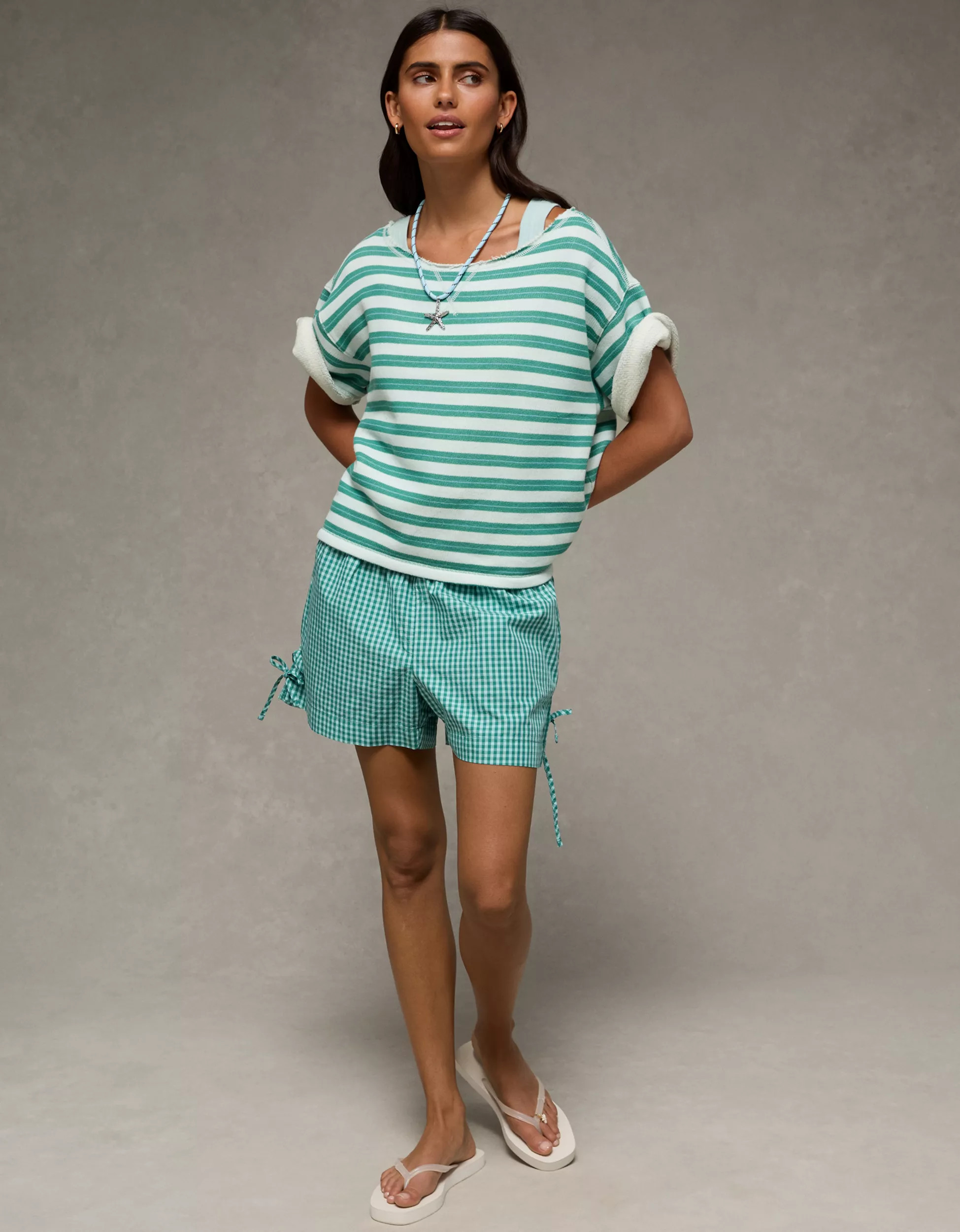 AE Off-the-Shoulder Short-Sleeve Sweatshirt | American Eagle Outfitters (US & CA)