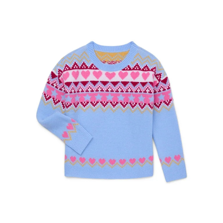 Wonder Nation Girls Fairaisle Sweater, Sizes 4-18 & Plus | Walmart (US)