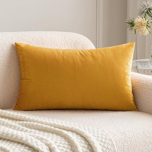 MIULEE Velvet Pillow Cover Soft Luxury Decorative Throw Pillow Cover Single Rectangle Cushion Case for Couch Sofa Bedroom Car Decor,12x20 Inch Gold | Amazon (US)