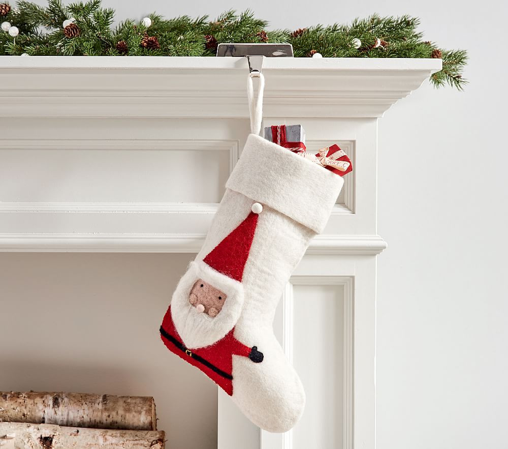 west elm x pbk Modern Santa Felt Stocking | Pottery Barn Kids